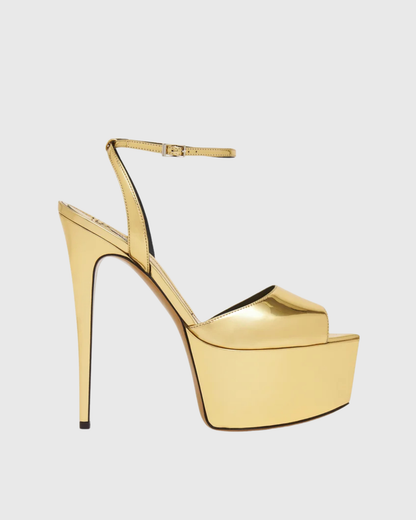 Freya Peep Toe Platform Sandals In Gold