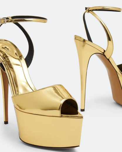 Freya Peep Toe Platform Sandals In Gold