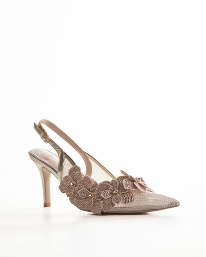 Frida Rhinestore Flower Fishnet Pumps