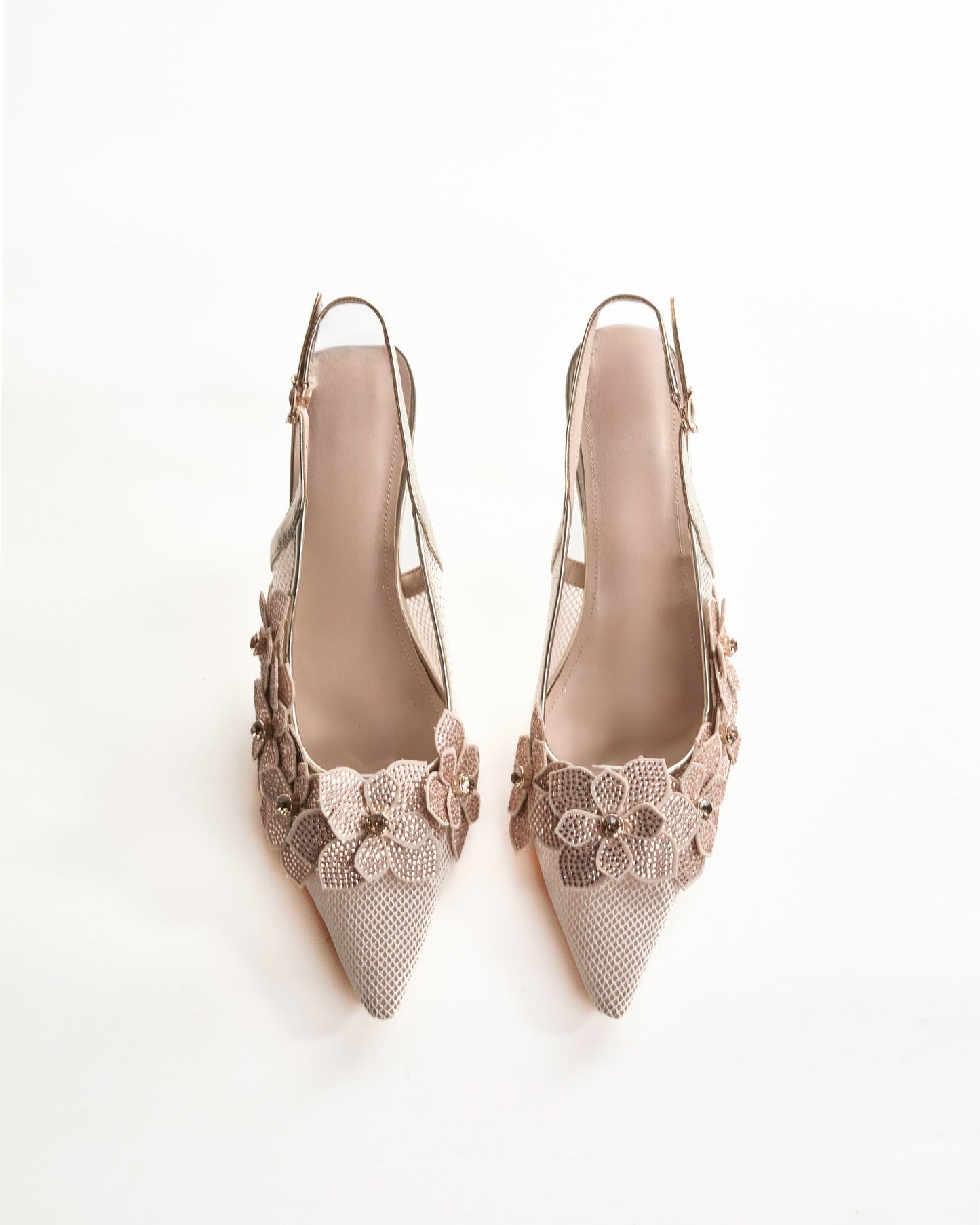Frida Rhinestore Flower Fishnet Pumps