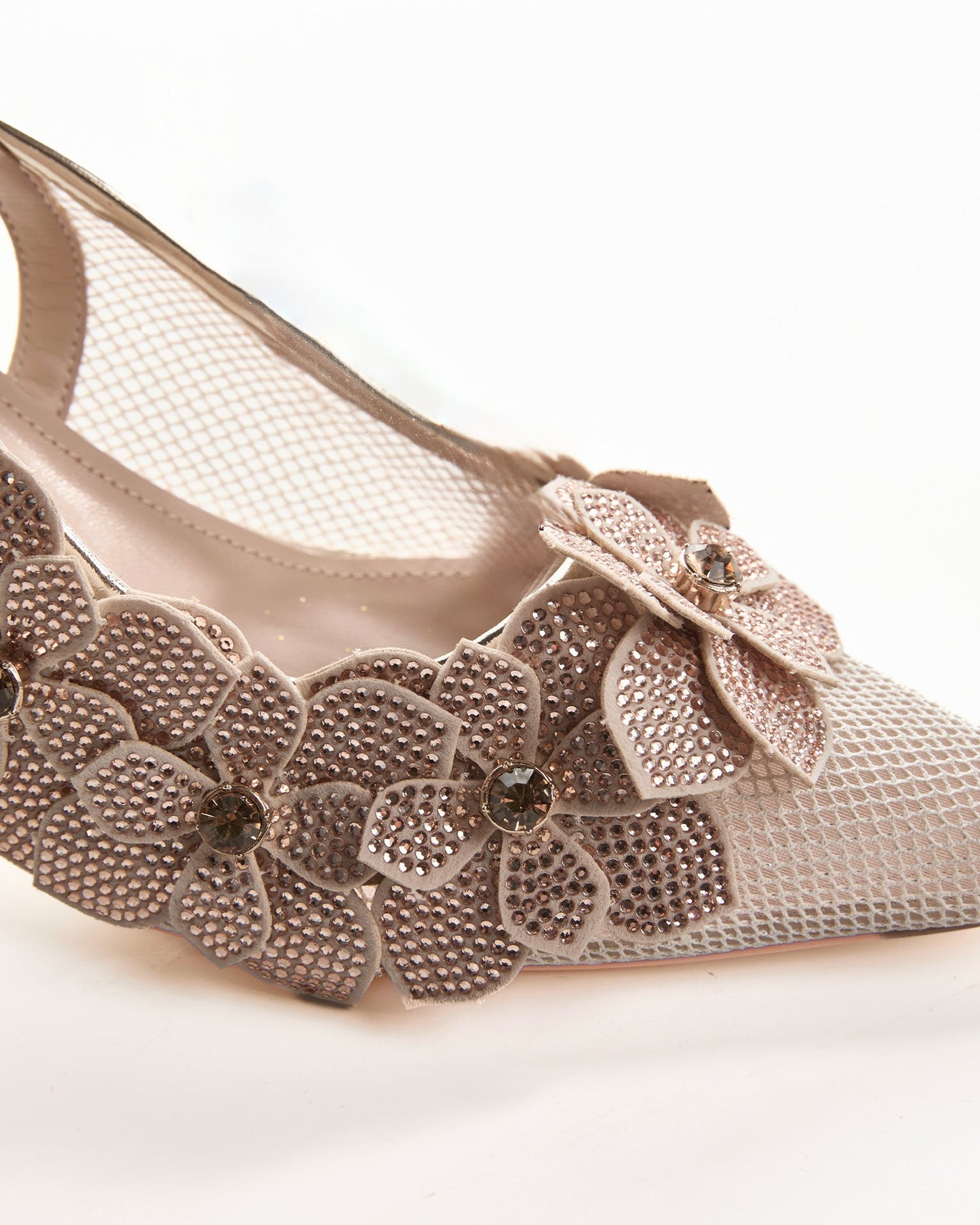Frida Rhinestore Flower Fishnet Pumps