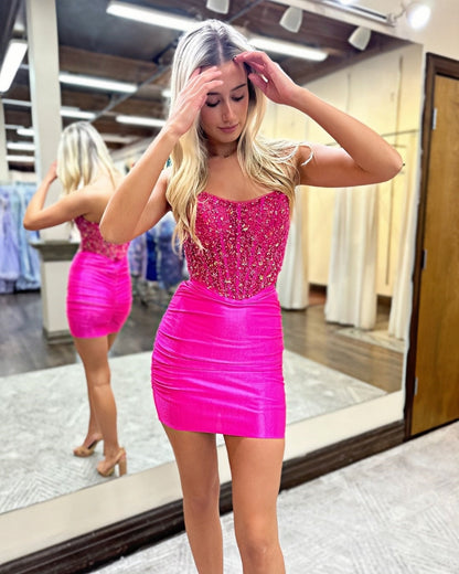 Fuchsia Homecoming Dresses Sleeveless Celebrity Dress, AST1413