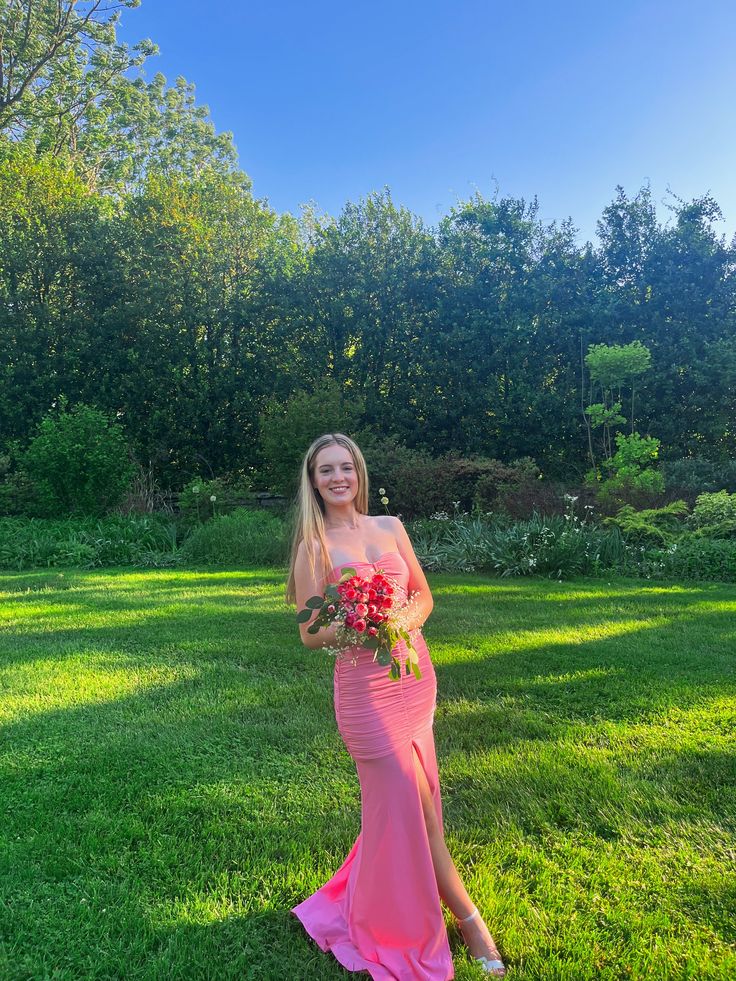 Elegant Mermaid Strapless Satin Pleated Slit Long Prom Dress,Party Dress,Formal Evening Dress GG4290