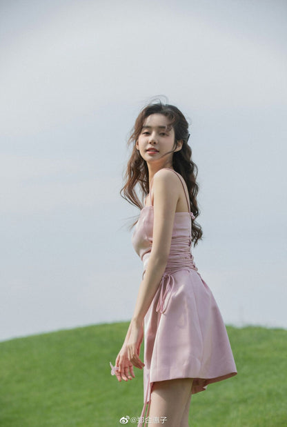 Cute A Line Spaghetti Straps Pleated Satin Short Homecoming Dress,Summer 17th Birthday Dress GG4418