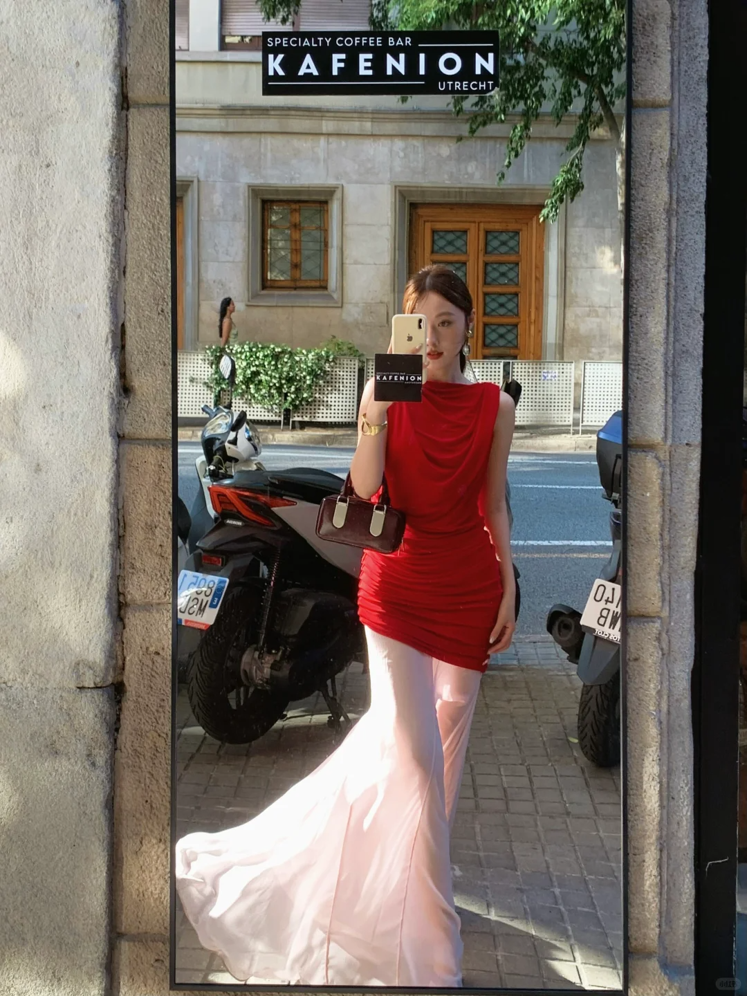 Pretty Mermaid Boat Neck Pleated Satin With Chiffon Hem Long Prom Dress,Party Dress,Formal Evening Dress GG4502