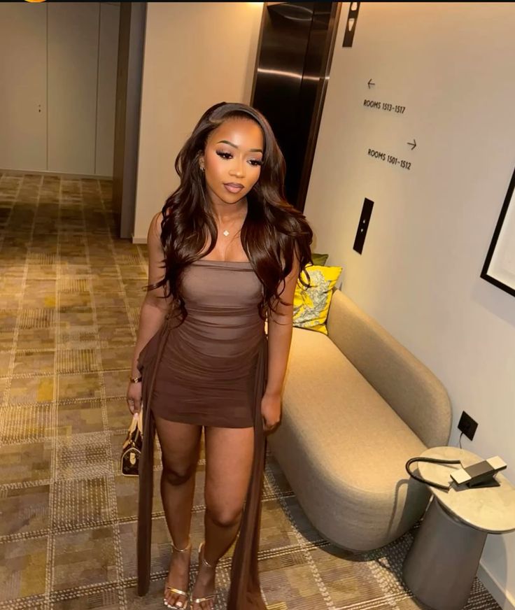 Bodycon Mermaid Strapless Brown Satin Short Homecoming Dress,Vacation Dress,Summer 20th Birthday Dress GG4626