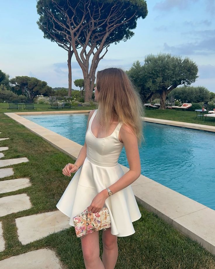 Cute A Line U Neck Satin Short Homecoming Dress,Vacation Dress,Summer 17th Birthday Dress GG4627