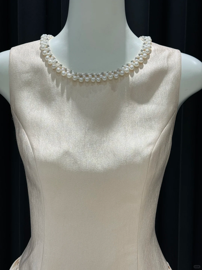 Pretty A Line Satin Beads Neck Short Homecoming Dress,Vacation Dress,Summer 16th Birthday Dress GG4640