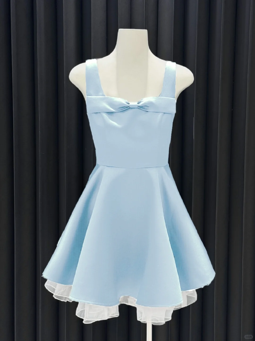 Chic A Line Pale Blue Satin With Bow Short Homecoming Dress,Vacation Dress,Summer 16th Birthday Dress GG4641