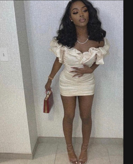 Elegant Tight Mermaid Off The Shoulder Satin Pleated Short Homecoming Dress,Vacation Dress,Summer 19th Birthday Dress GG4650