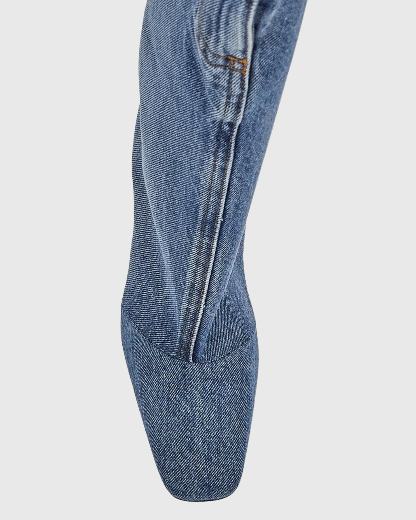 Gaetana Buckle Denim Knee High Boots