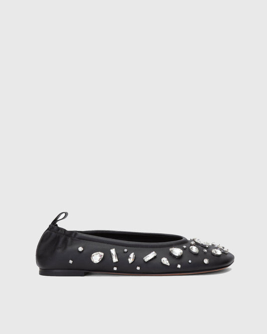 Gianna Rhinestone Ballet Flats In Black