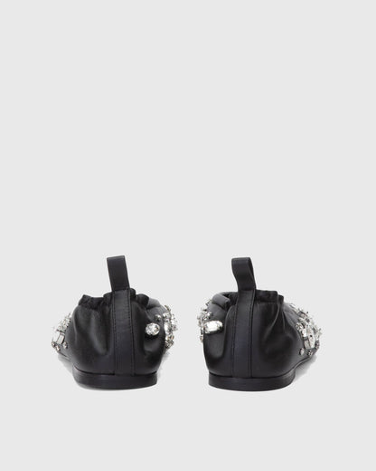 Gianna Rhinestone Ballet Flats In Black