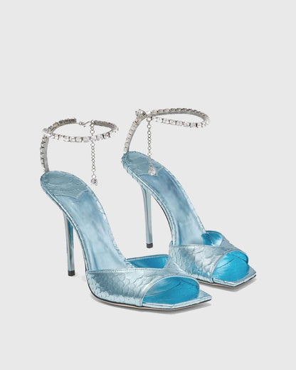 Gilberta Fish Scales Rhinestone Strap Sandals In Blue