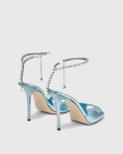 Gilberta Fish Scales Rhinestone Strap Sandals In Blue