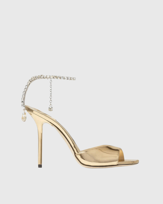 Gilberta Metallic Rhinestone Strap Sandals In Gold