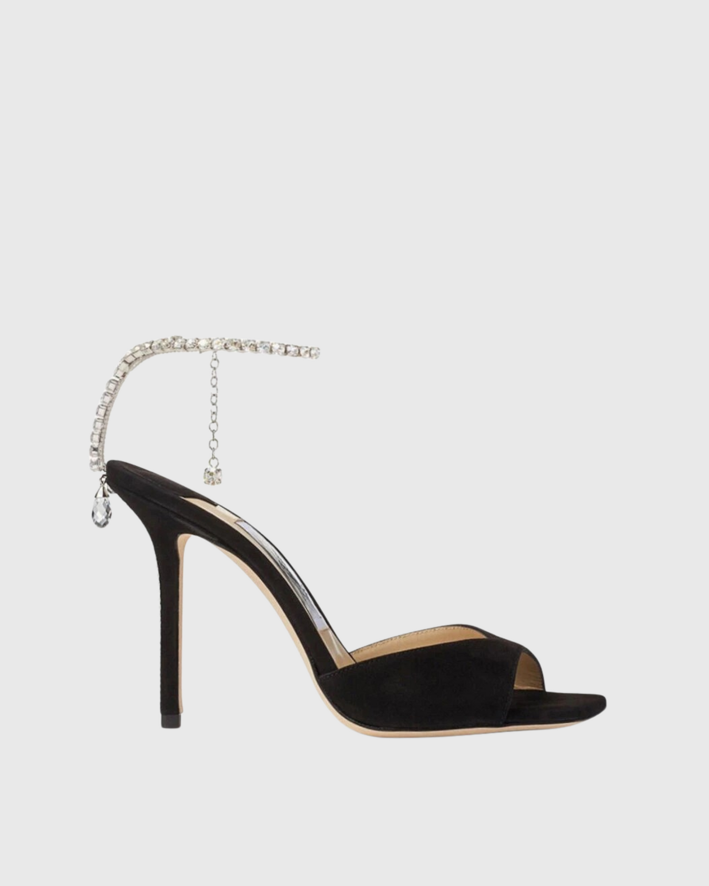 Gilberta Suede Rhinestone Strap Sandals In Black