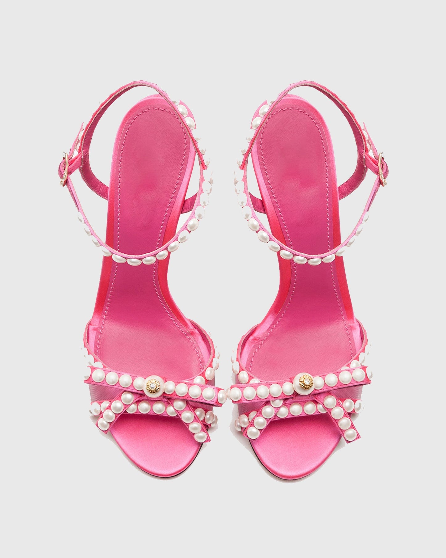 Gina Pearl Bow Ankle Strap Sandals In Pink