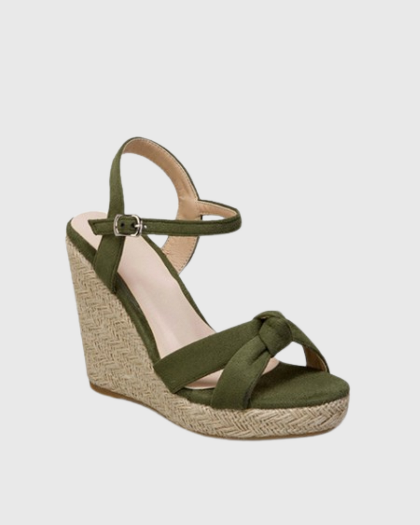 Gioia Knot Strap Wedge Espadrillas In Dark Green
