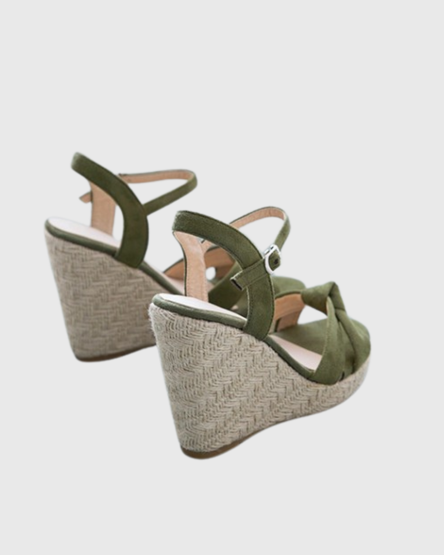 Gioia Knot Strap Wedge Espadrillas In Dark Green