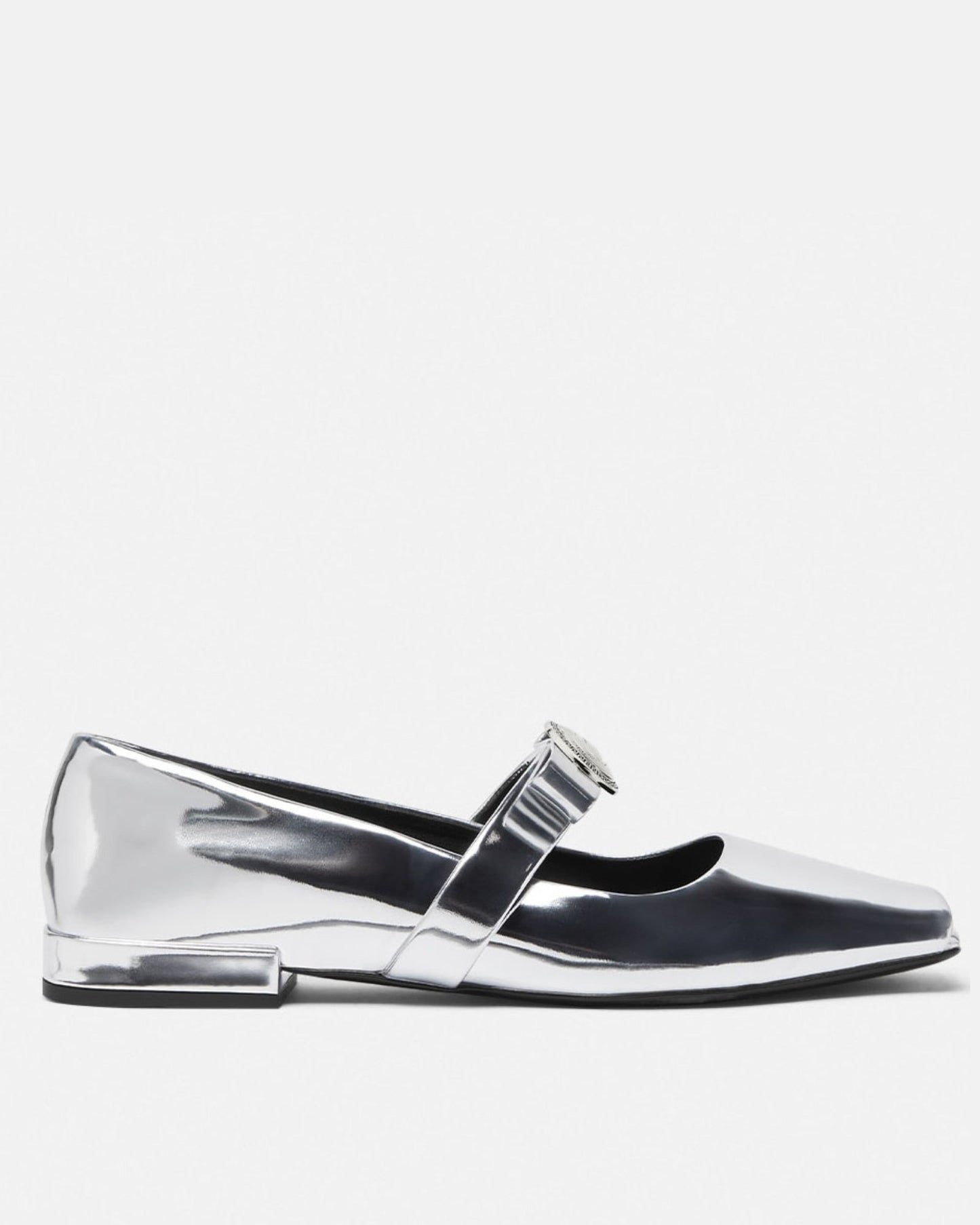 Giulia Fish Mouth Leather Ballet Flats In Silver