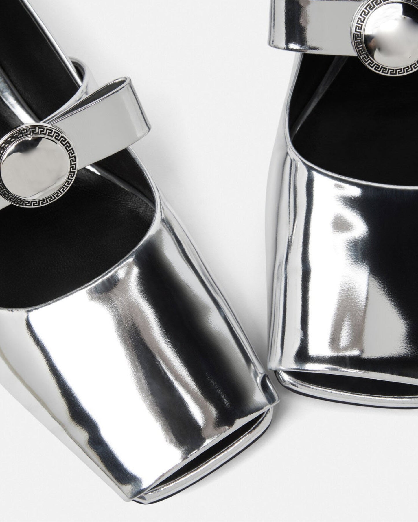 Giulia Fish Mouth Leather Ballet Flats In Silver