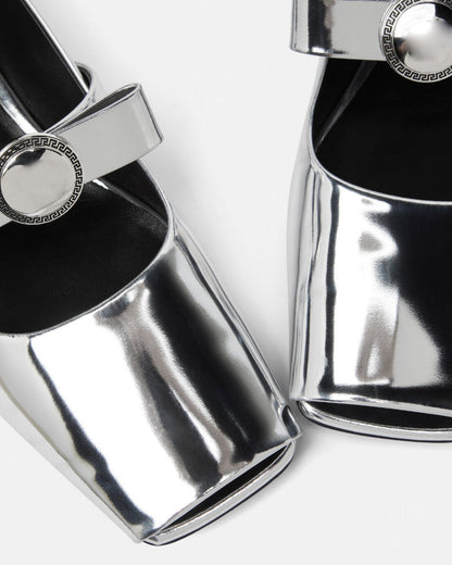 Giulia Fish Mouth Leather Ballet Flats In Silver