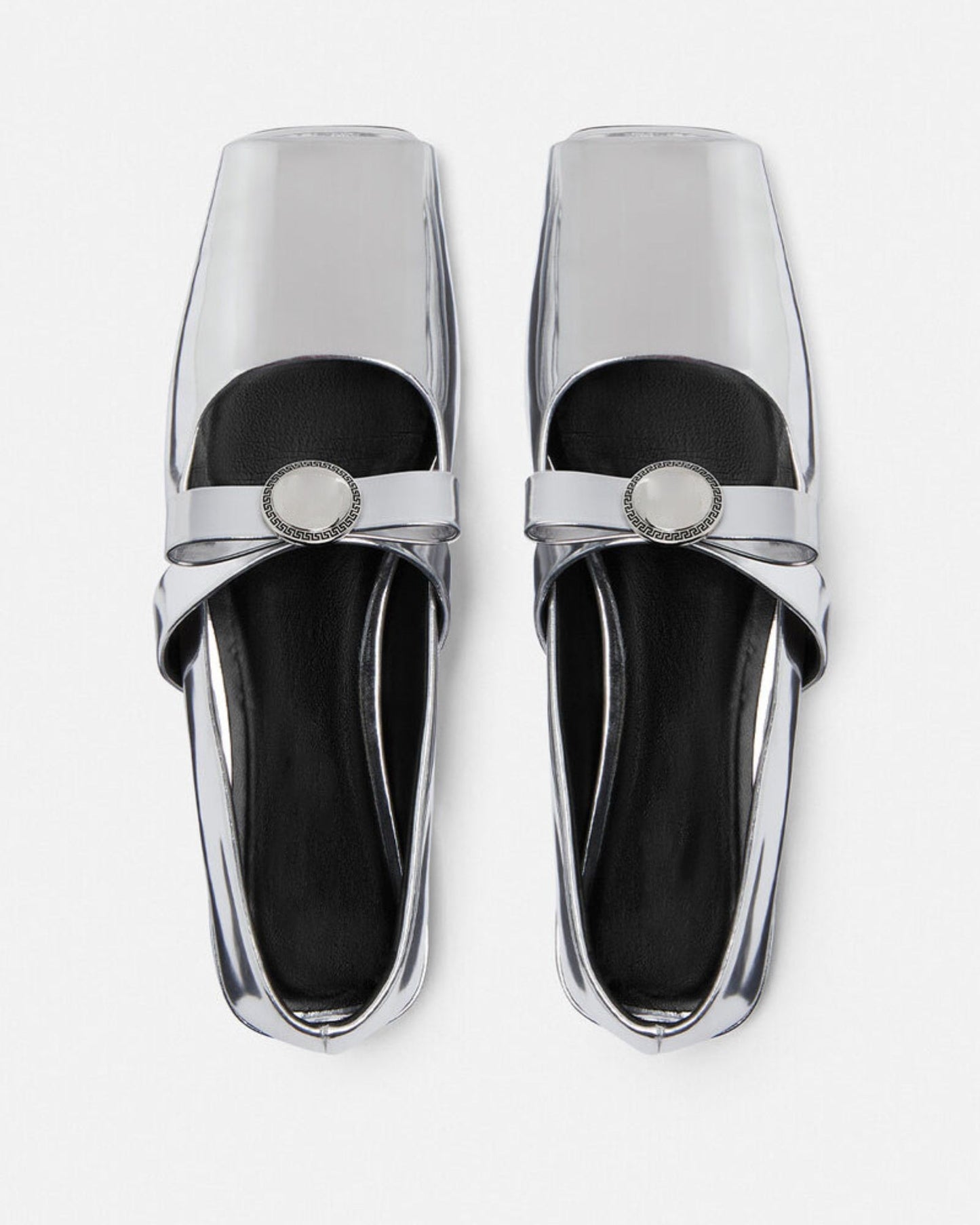 Giulia Fish Mouth Leather Ballet Flats In Silver