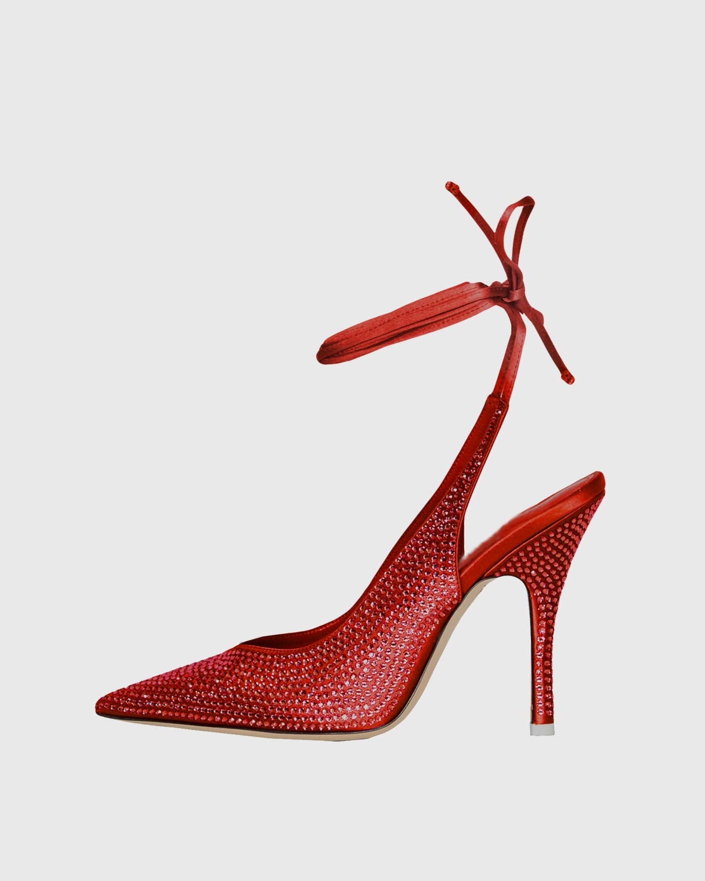 Giusi Rhinestone Lace Up Pumps In Red