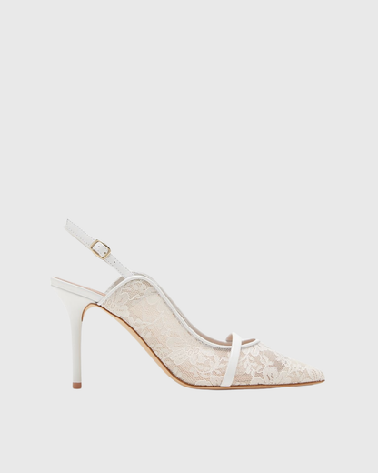 Greeley Lace Slingback Pumps In White