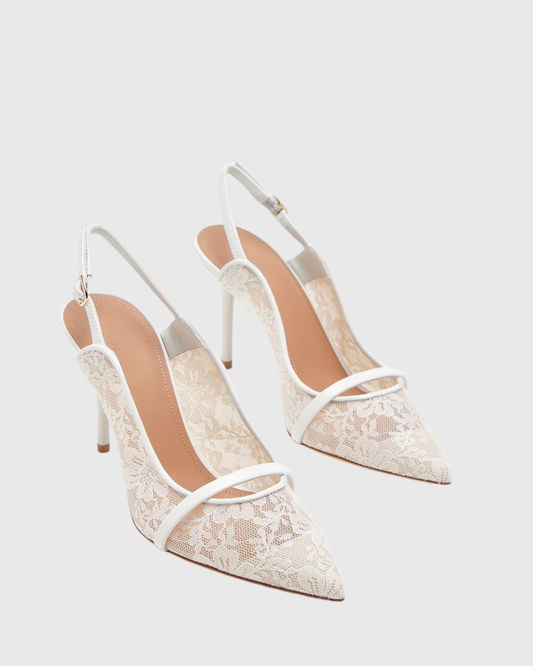 Greeley Lace Slingback Pumps In White