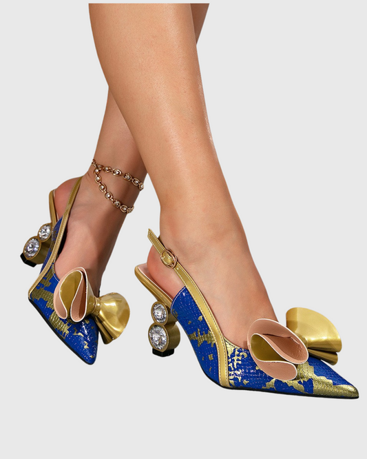 Hazel Print Bow Slingback Pumps