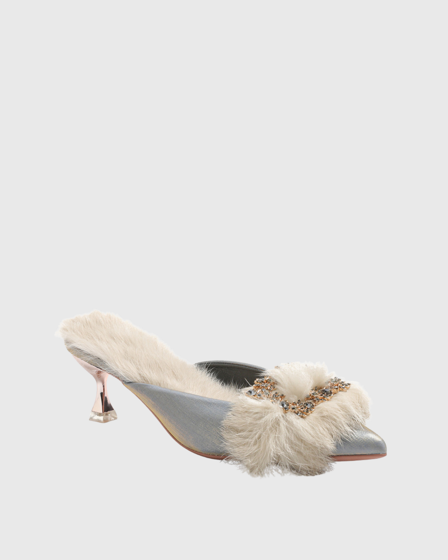 Helen Faux Fur Satin Mules In Blue
