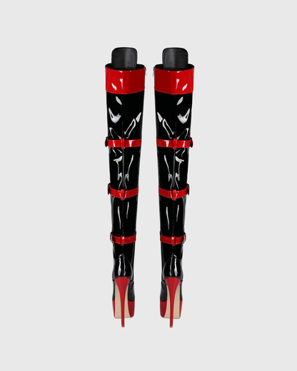 Hollis Buckle Lace Up Platform Over The knee Boots