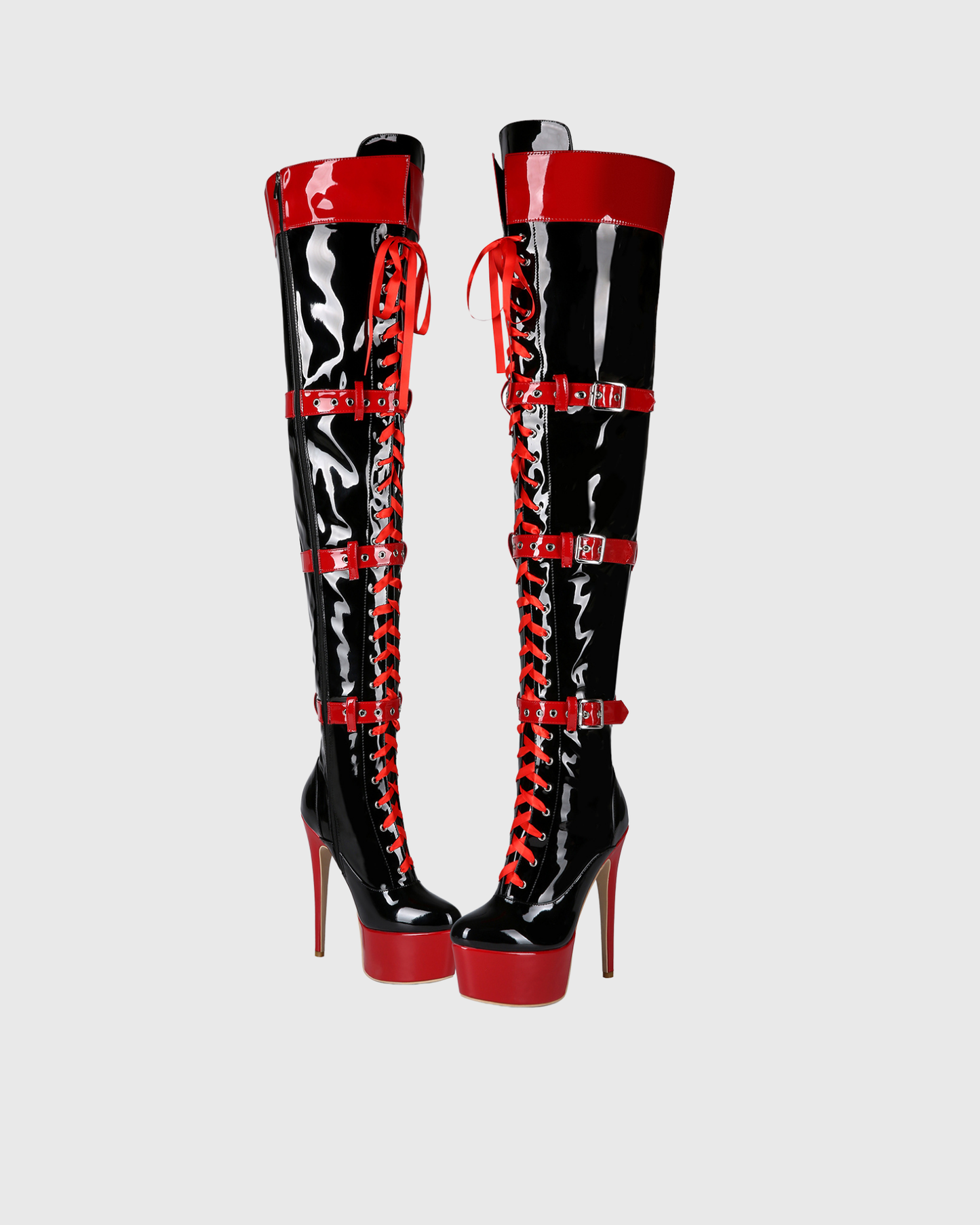 Hollis Buckle Lace Up Platform Over The knee Boots