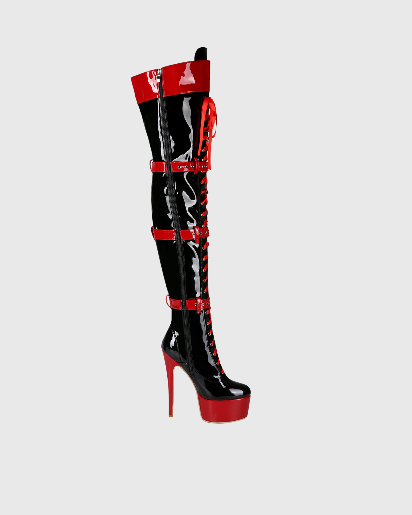 Hollis Buckle Lace Up Platform Over The knee Boots