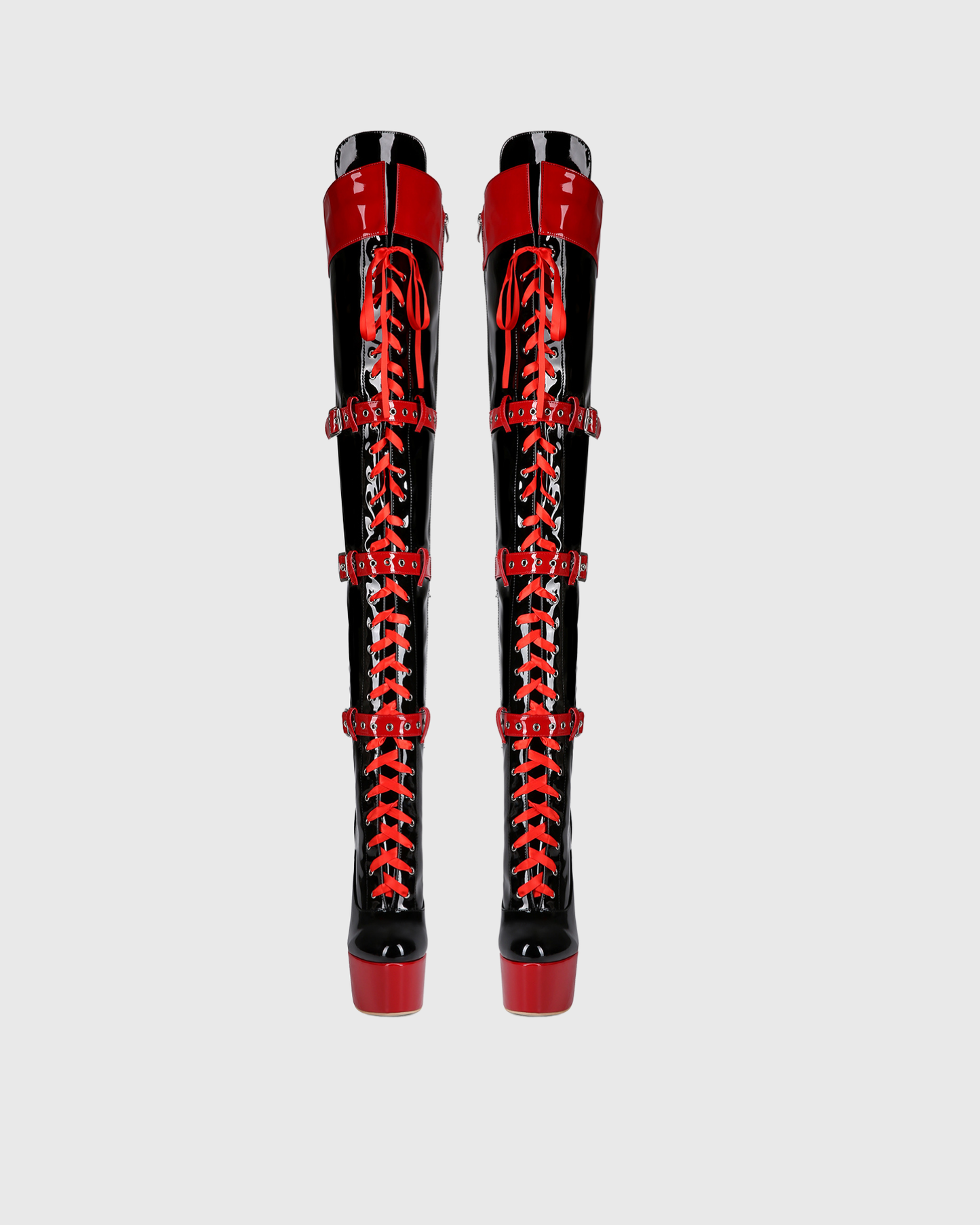 Hollis Buckle Lace Up Platform Over The knee Boots