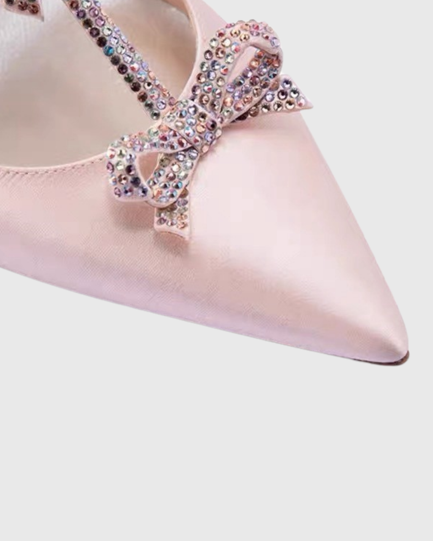 Ilaria Rhinestone Bow Strap Pumps In Blush