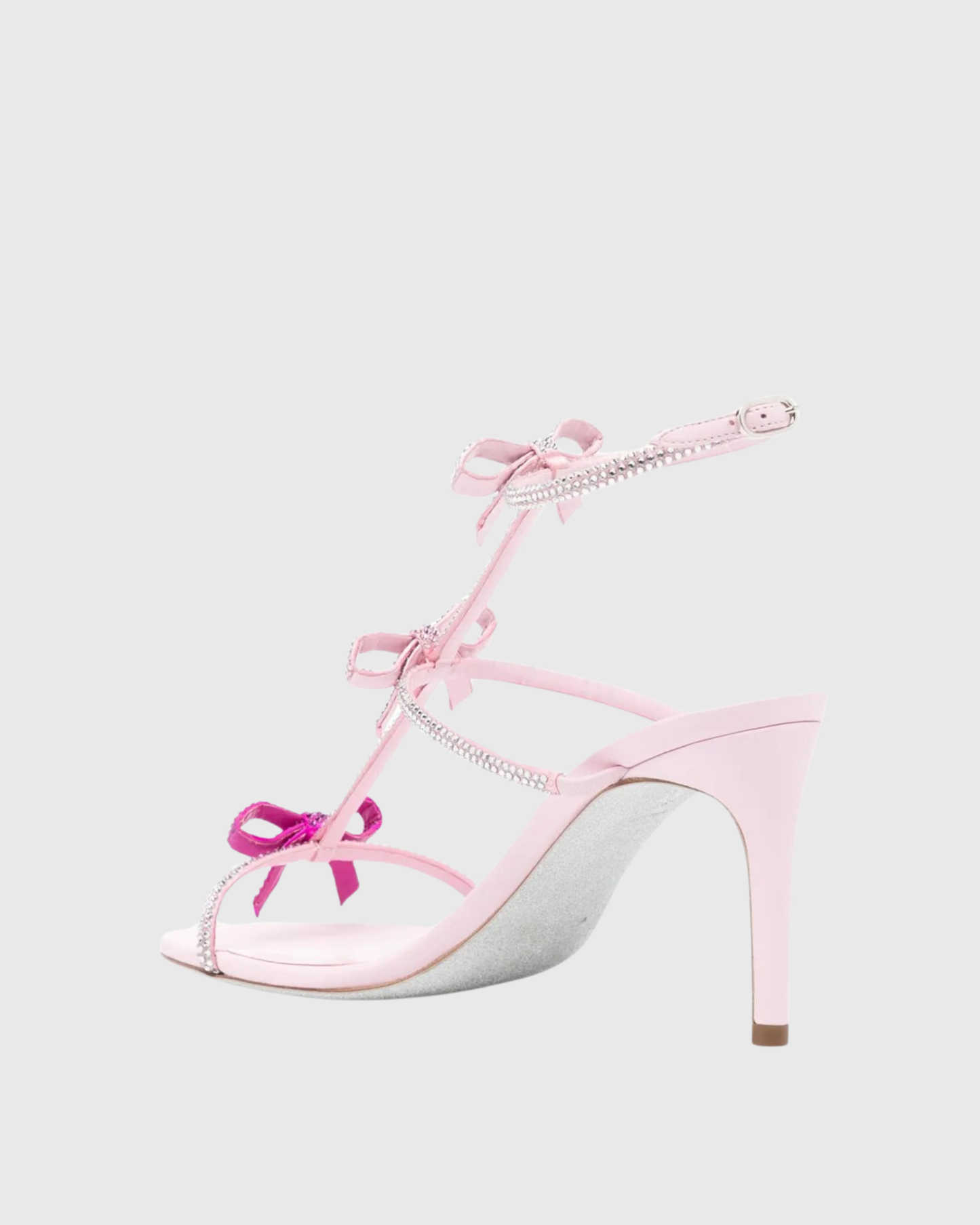 Ilaria Rhinestone Bow Strap Sandals In Pink
