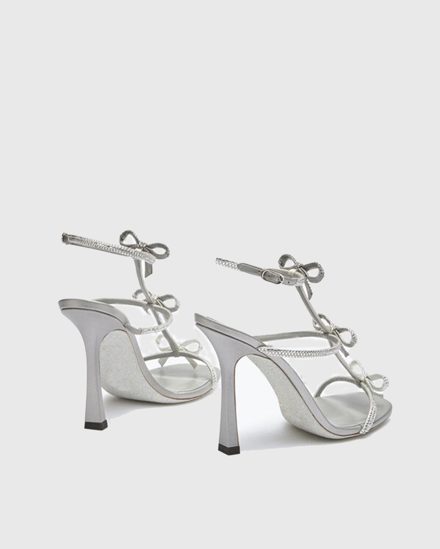 Ilaria Rhinestone Bow Strap Sandals In Silver