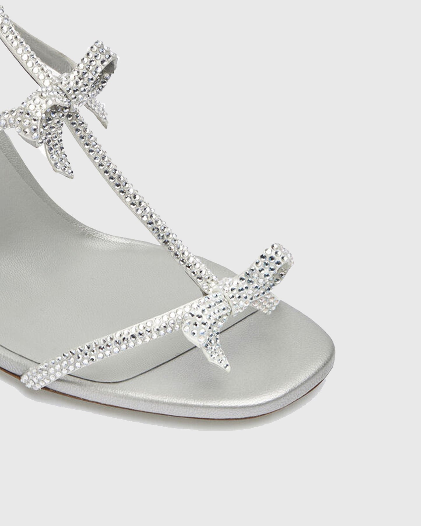 Ilaria Rhinestone Bow Strap Sandals In Silver