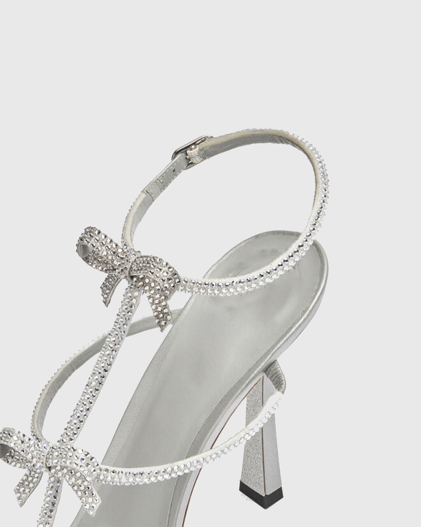 Ilaria Rhinestone Bow Strap Sandals In Silver