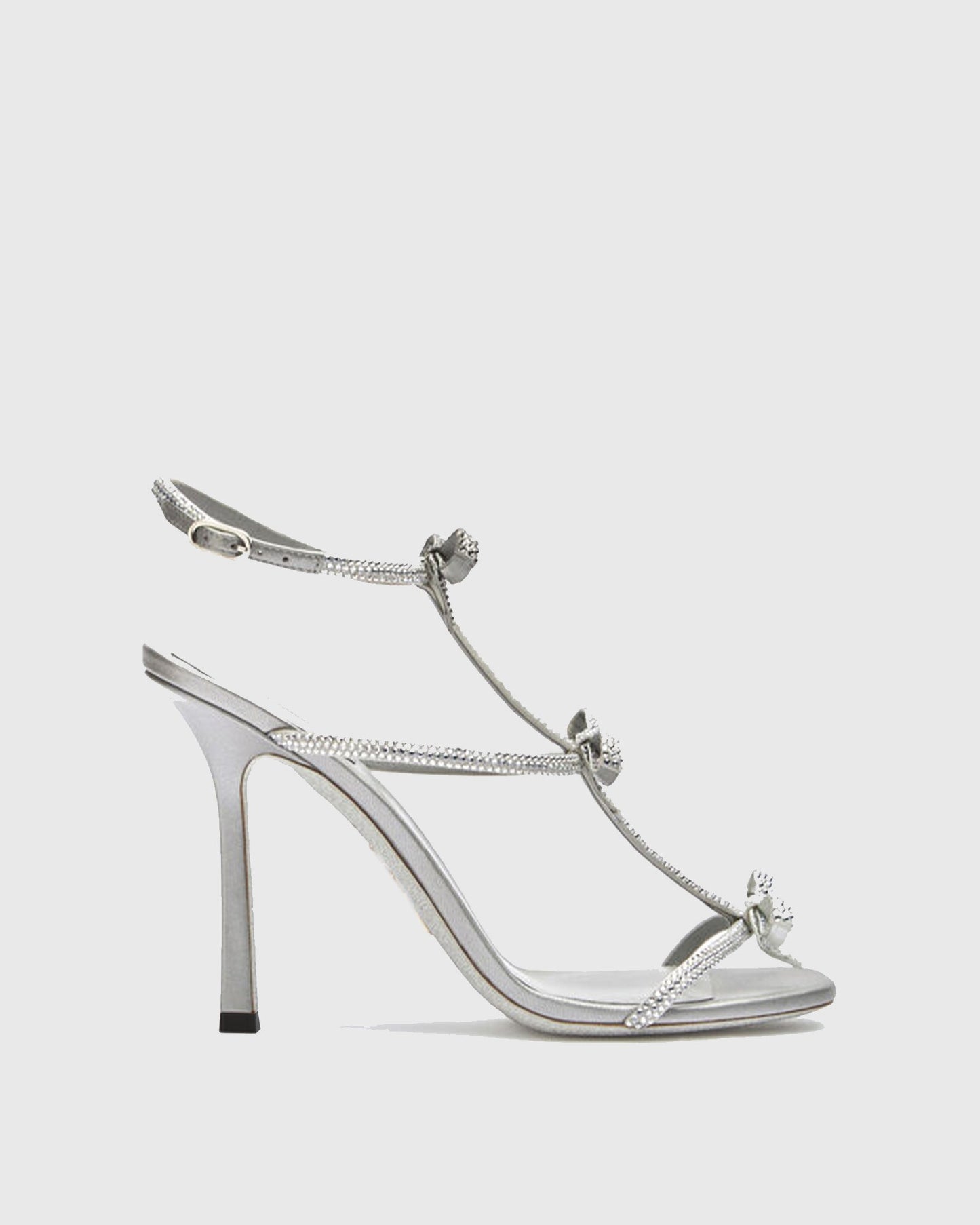 Ilaria Rhinestone Bow Strap Sandals In Silver