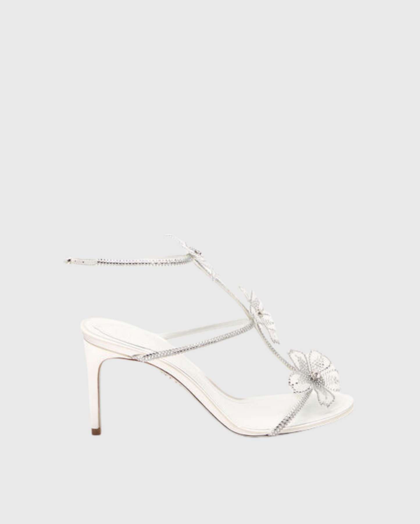 Ilaria Rhinestone Flower Strap Sandals In White