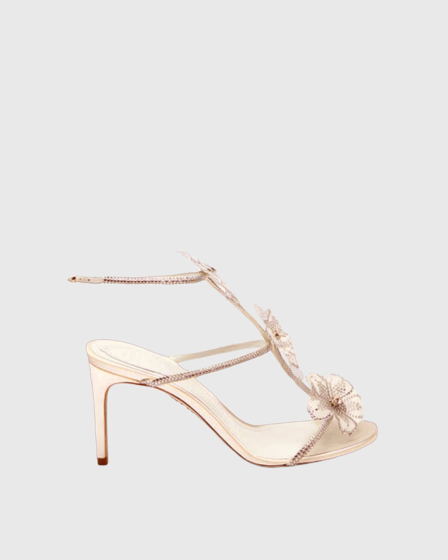 Ilaria Rhinestone Flower Strap Sandals In Gold