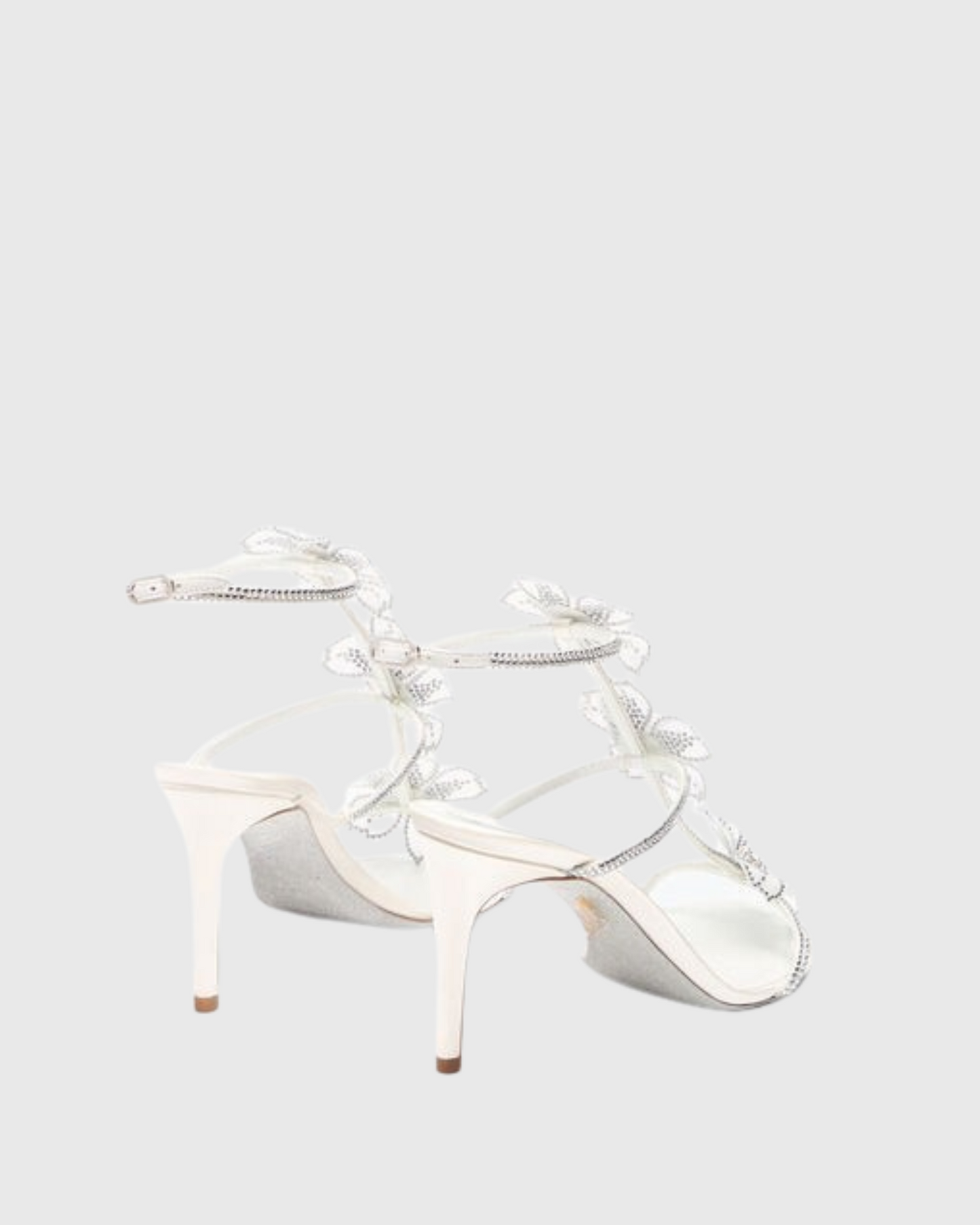 Ilaria Rhinestone Flower Strap Sandals In White