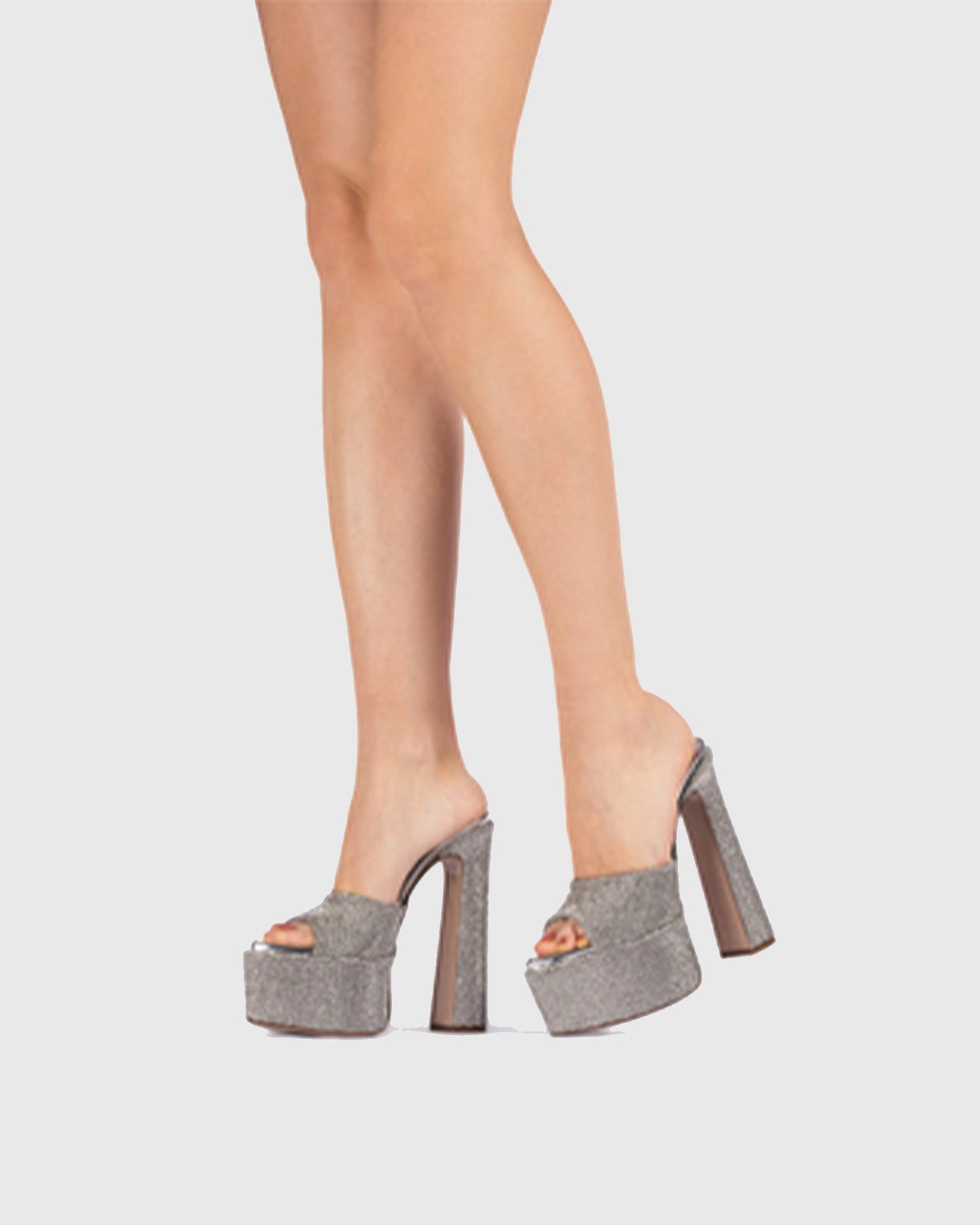 Ilenia Rhinestone Platform Sandals In Silver