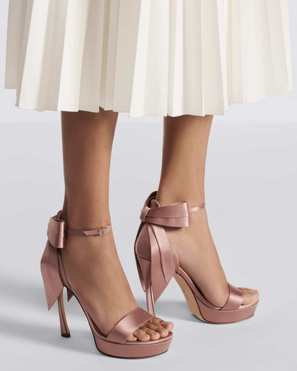 Imma Bow Ankle Strap Sandals In Champagne