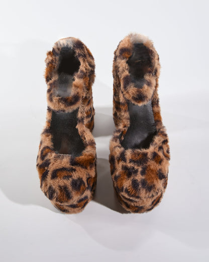 Indie Faux Fur Platform Pumps In Leopard