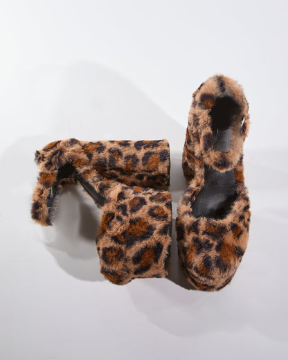 Indie Faux Fur Platform Pumps In Leopard